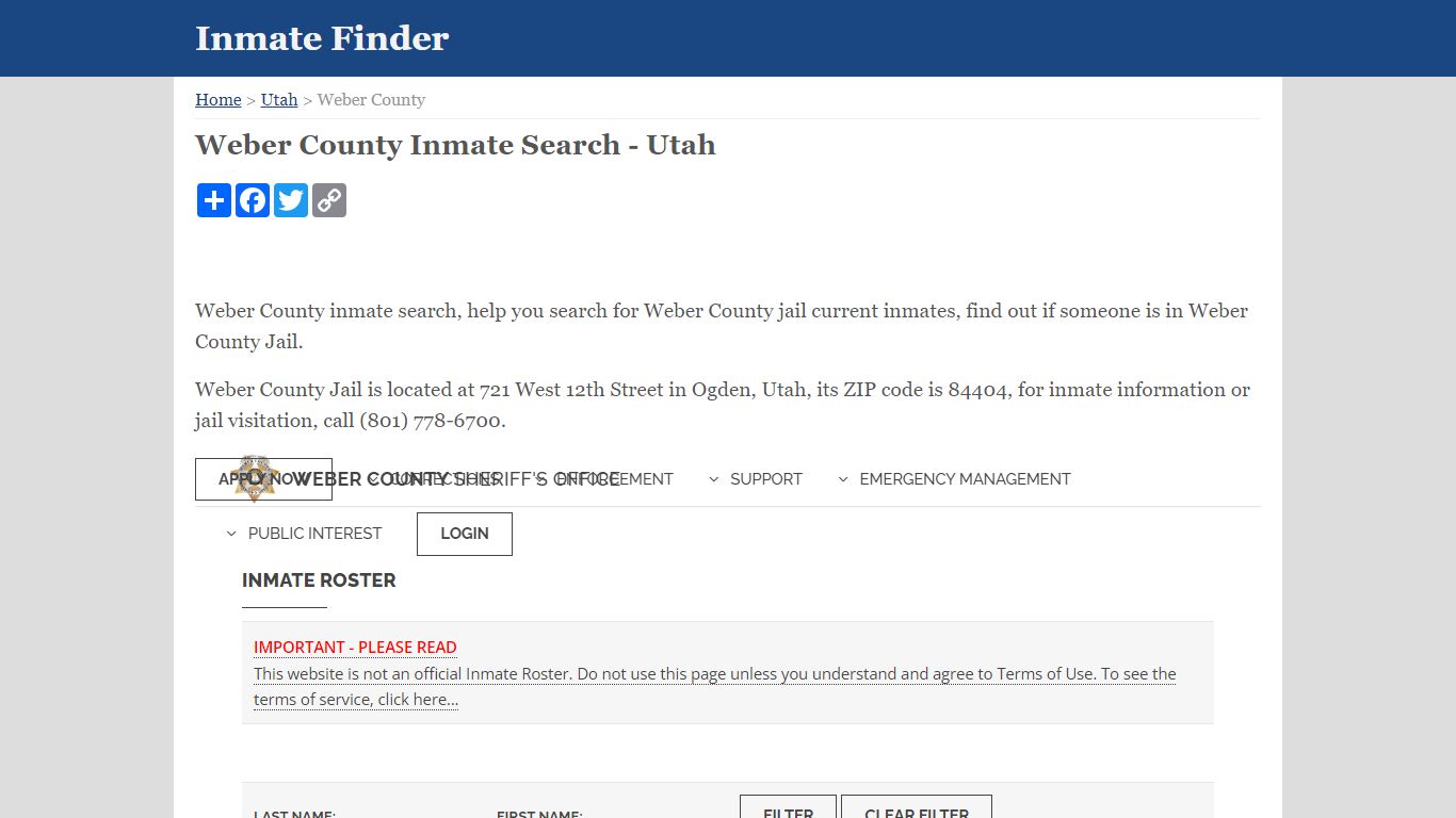 Weber County Inmate Search - Utah