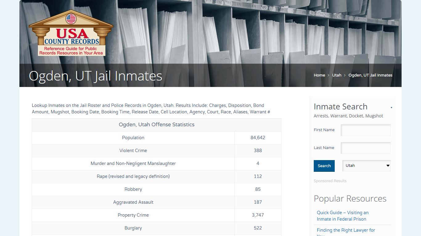 Ogden, UT Jail Inmates | Name Search